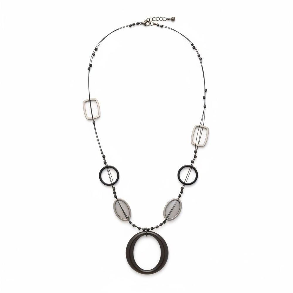 New York & Company Gunmetal Geometric Illusion Wire Station Necklace